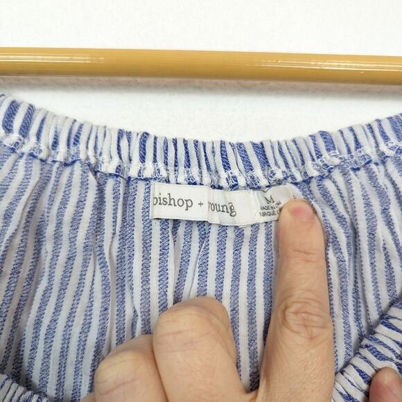 Bishop + Young Blue And White Striped Off-Shoulder Shift Dress Size M - Picture 5 of 8